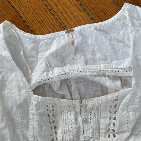 Free People Cream Lace Accent Blouse - Picture 3 of 3